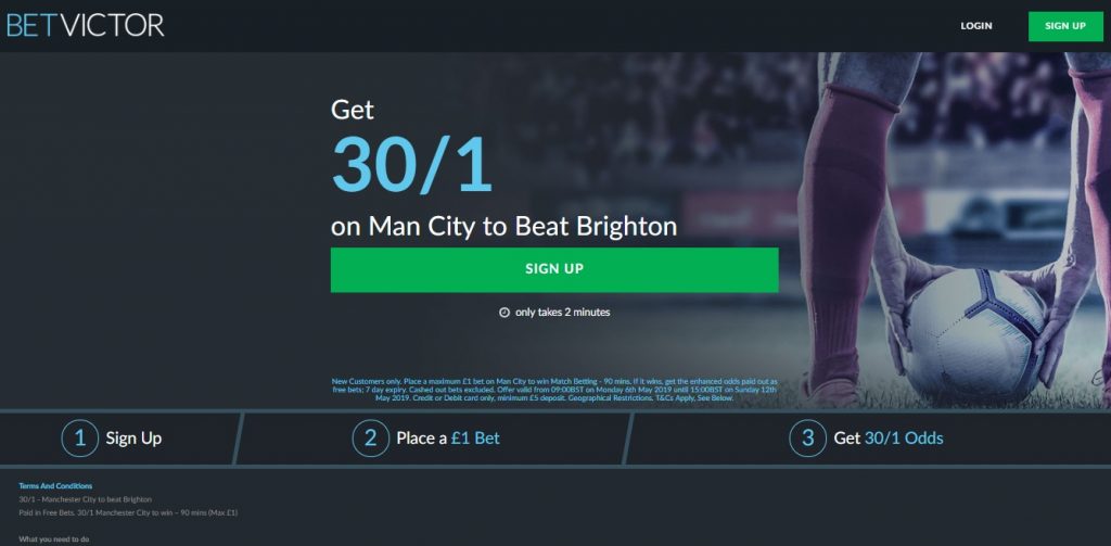 30/1 man city new customers matched betting offer